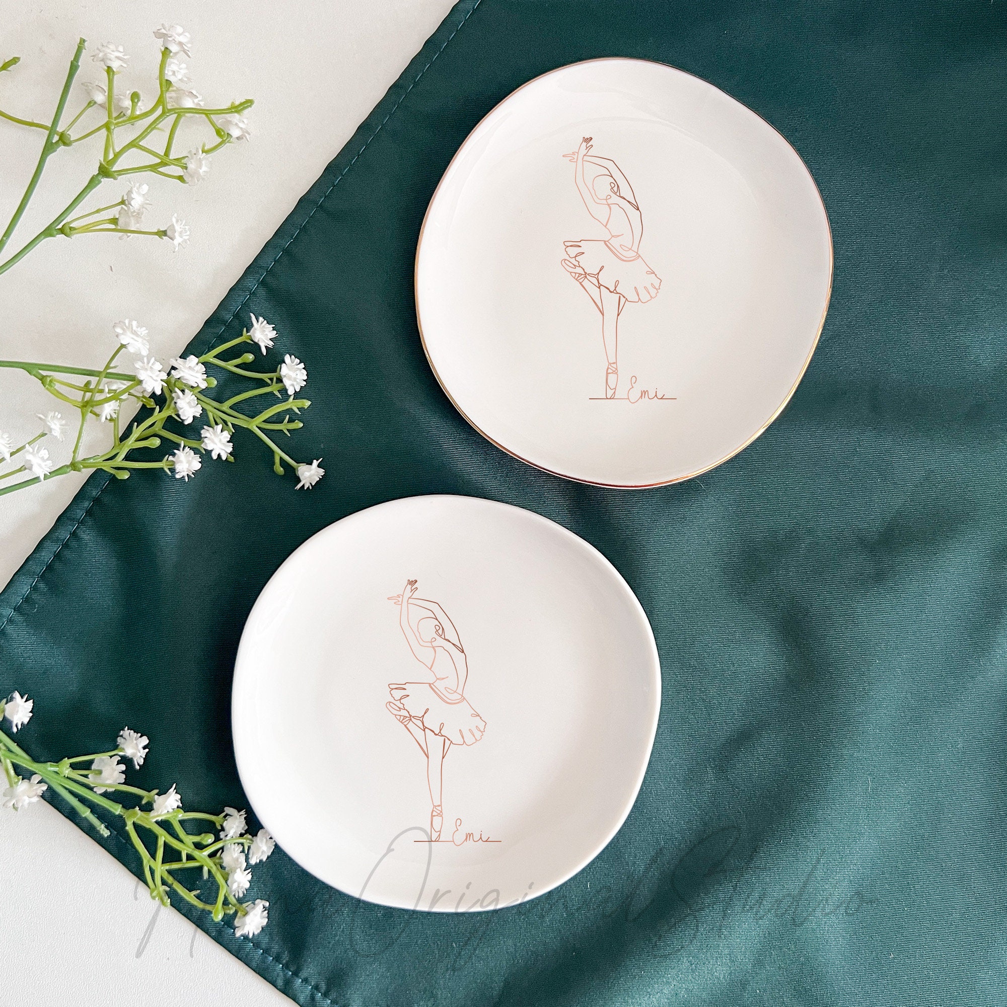 Personalized Ballet Ring Dish, Ballet Dancer Jewelry Dish With Name, Dancer Drawing Trinket Tray, Dance Gift For Girls, Dance Teacher Gift