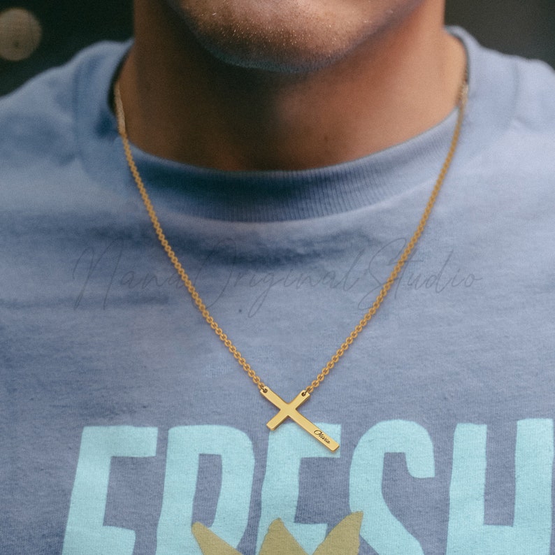 Custom Name Cross Necklace Personalized Name Necklace Etsy