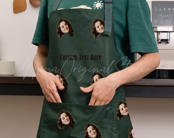Baking Queen Apron, Personalized Face Apron, Custom Text/Photo Apron, Head Chef Christmas Gift, End of Year for BFFs