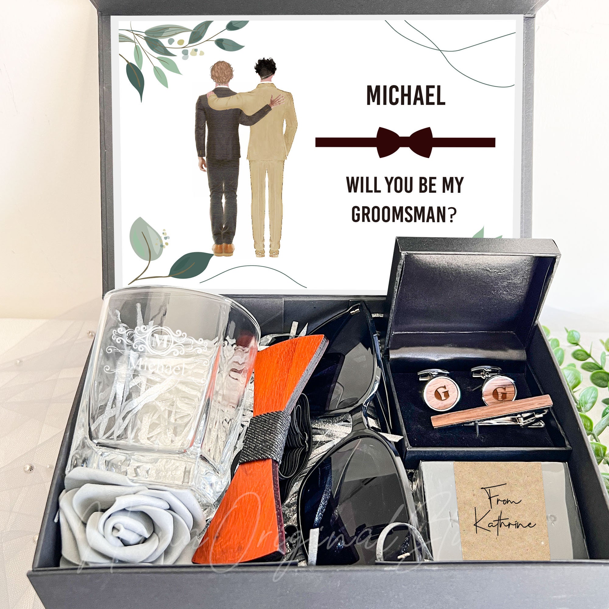 Groomsmen Proposal Gift Box With Card Option Personalized Etsy