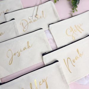 Bridesmaid Cosmetic Bag, Personalized Makeup Zipper Pouch, Girls Trip Cosmetic Bag, Beach Vocation Toiletry Bag, Beach Wedding Favors