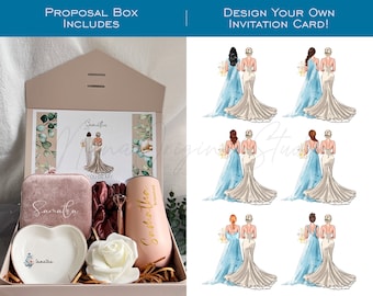 Boîte de proposition de demoiselle d'honneur de mariage, boîte de proposition de demoiselle d'honneur avec gobelet, boîte de proposition de fête nuptiale, faveurs de mariage _NNP3