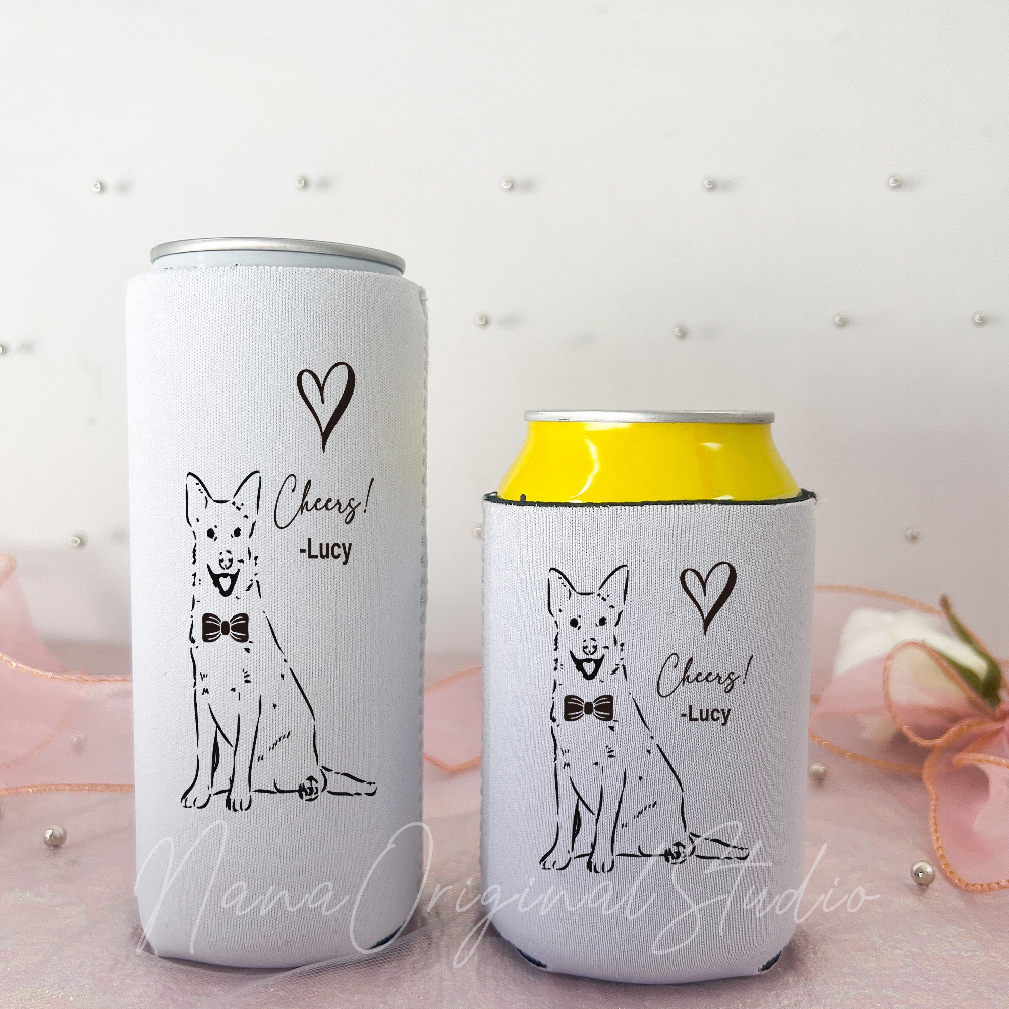 Personalised Dog Stubby Holder, Custom Cat Photo on Premium Beer