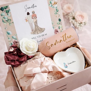 Boîte de proposition de demoiselle d'honneur avec peignoir, cadeau de mariée personnalisé, carte d'invitation personnalisée, cadeau Soyez ma demoiselle d'honneur, boîte de demoiselle d'honneur