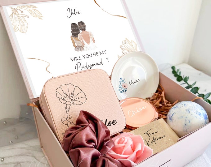 Wedding Bridesmaid Proposal Box, Personalized Proposal Box With jewelry box, Maid of Honor Proposal, Gift Boxes for Bridesmaids