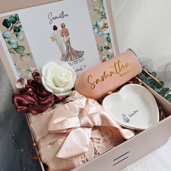 Caja de propuesta de dama de honor de boda con bata, diseñe su propia tarjeta de invitación, caja de propuesta de fiesta nupcial, suministros para fiestas _NNP3