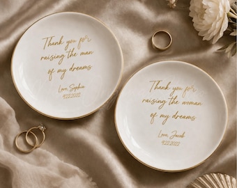 Mother of the Bride Gift, Mother of the Groom Gift, Thank You for Raising My Love Jewelry Dish, Wedding Gift, Personalized Ring Dish _NND