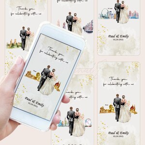 Portada de invitación personalizada para boda, tarjeta de invitación digital en PDF, invitación de boda electrónica, tarjeta con arte de la ciudad de Las Vegas