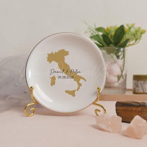 Carte de mariage italien anneau plat, lieu de mariage personnalisé Art ornement plat, favori des invités, souvenir de couple, porte