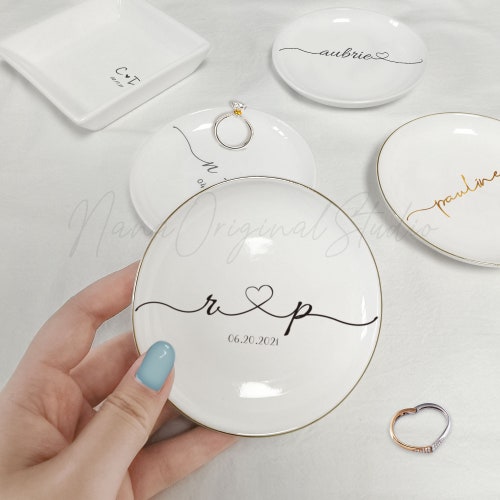 Engagement Gift Ring Dish Personalized Jewelry Dishcouple Etsy
