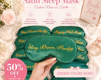 Antifaz para dormir personalizado, antifaz con nombre personalizado, regalo para damas de honor, regalo de viaje, regalo para clientes de spa y belleza, obsequios para fiestas al por mayor