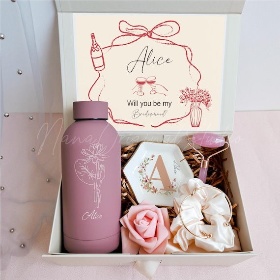 Caja de regalo personalizada para propuesta de dama de honor