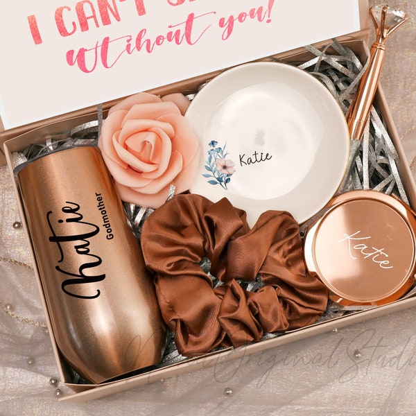 Personalized Godmother Gift Box, Be My Godmother Box, Proposal Box With Champagne Tumbler, Gift for Godmother_NNP3