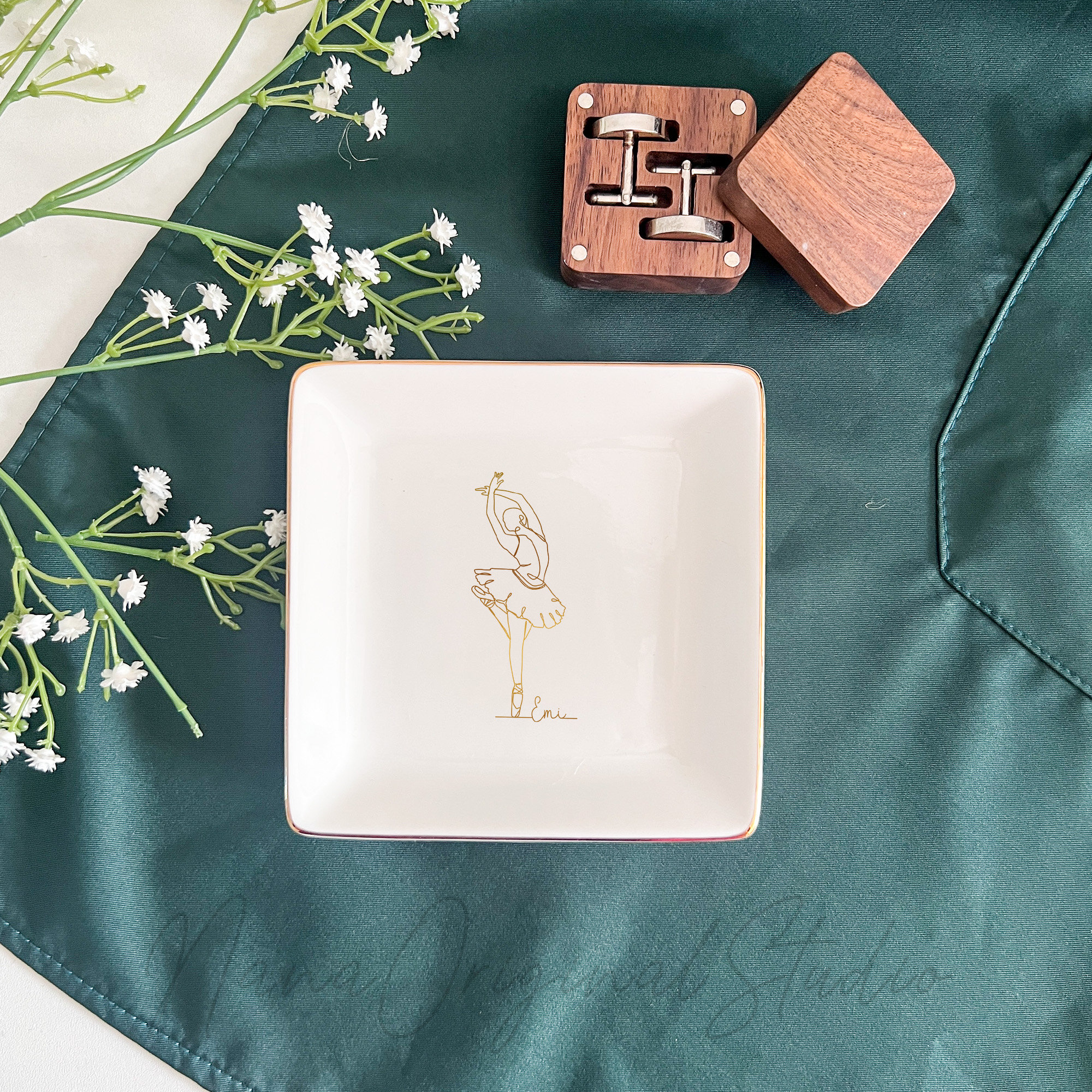 Personalized Ballet Ring Dish, Ballet Dancer Jewelry Dish With Name, Dancer Drawing Trinket Tray, Dance Gift For Girls, Dance Teacher Gift