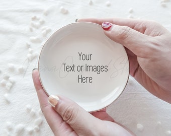 Personalized TEXT or IMAGES Ceramic Ring Dish, Trinket Dish Gift for Her,  Wedding/Engagement/Graduation Ring Tray _NND