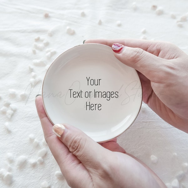 Personalized TEXT or IMAGES Ceramic Ring Dish, Trinket Dish Gift for Her,  Wedding/Engagement/Graduation Ring Tray _NND