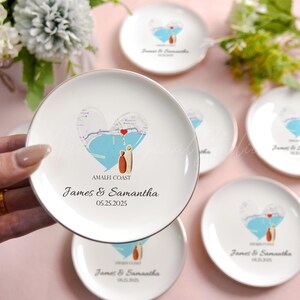 Coupelle Carte Mariage Personnalisée, Noms & Date Gravés, Souvenir de Couple, Cadeau Invité, Plateau Bijoux