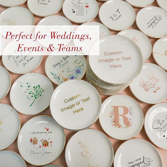 Bulk Custom Jewelry Dish, Personalized Logo Dish, Bridesmaid Gift Set, Custom Image Ring Dish, Party Favor, Corporate Gift