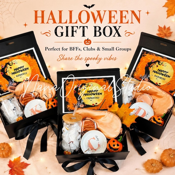 Personalized Halloween Gift Box, Spooky Gift for Best Friend, Halloween Care Package, Club Gift, Group Gift for Her, Custom Halloween Box