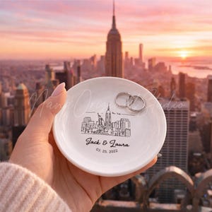 Stad skyline sieraden schotel, aangepaste locatie ring schotel, nieuw huis cadeau, verhuiscadeau, bestemming huwelijkscadeau _NND