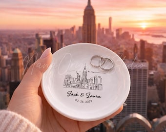 City Skyline Jewelry Dish, Custom Location Ring Dish, New Home Gift, Moving Away Gift, Destination Wedding Gift _NND