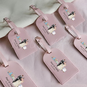 Custom Luggage Tag, Wedding Location Art Name Tag,  PU Leather Luggage Name Tag, Bridal Shower Favors, City Illustration Tote Bag