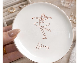 Figure Skater Ring Dish, Personalized Name Jewelry Dish , Ice Skating Coach Gift, Skating Couple Valentine Day Gift, Skater Gift for Her