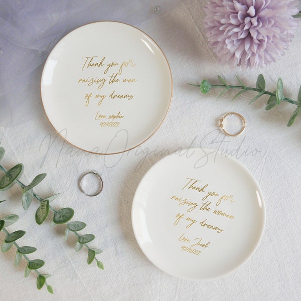 Wedding Ring Dish, Mother of the Bride Groom Jewelry Dish, Thank You for Raising The Man of My Dreams, Personalized Gift for Mom _NND