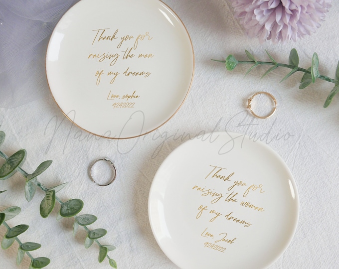 Wedding Ring Dish, Mother of the Bride Groom Jewelry Dish, Thank You for Raising The Man of My Dreams, Personalized Gift for Mom _NND