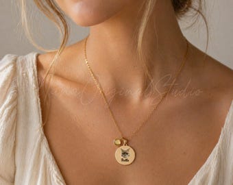 Custom Pet Portrait Necklace With Name, Pet Mom Gift, Pet Photo Pendant, Pet Lover Necklace, Birthday Gift for Her