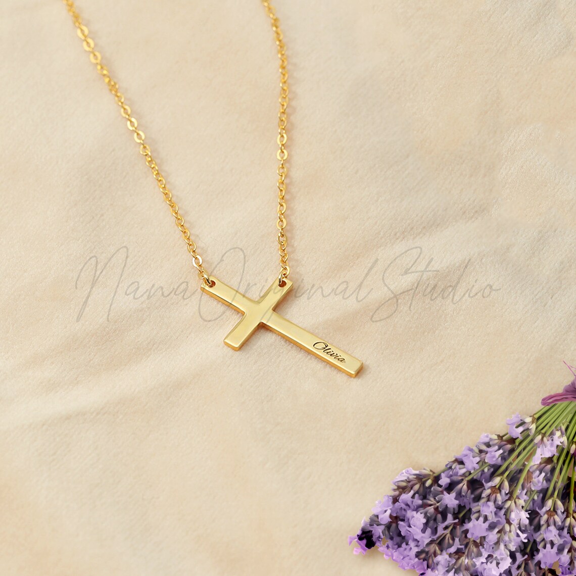Custom Name Cross Necklace Personalized Name Necklace Etsy
