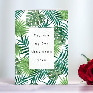 Amour islamique Merci appréciation Dua Anniversary Valentines Card for Wife Husband Friend or Family - A6