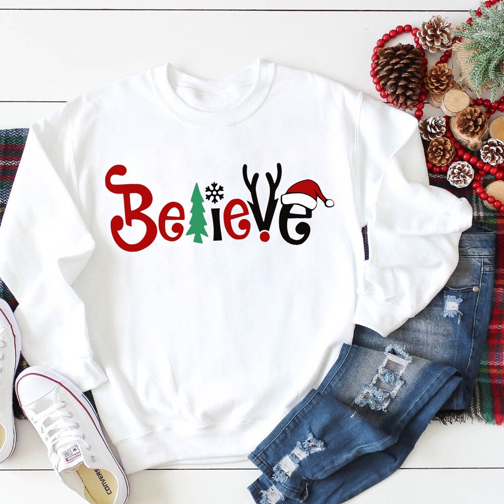 Family Matching Tee Believe Christmas Shirt, Christmas Believe Shirt Christmas Party Shirt Christmas T-Shirt, Christmas Family Shirt, Believe Shirt Christmas Party Tee