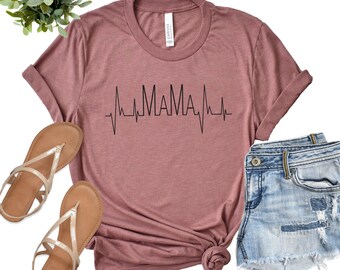 Mama Heartbeat Shirts,Happy Mother's Day,Best Mom,Gift For Mom,Gift For Mom To Be,Gift For Her,Mother's Day Shirt,Trendy,Long Sleeve Shirts