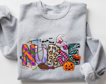 Nurse Halloween Sweatshirt, Cute Nurse Halloween Sweatshirt, Halloween Costume, Nurse Halloween Sweater, Halloween Shirt, Halloween Gift
