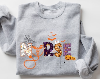 Nurse Halloween Sweatshirt, Cute Nurse Halloween Sweatshirt, Halloween Costume, Nurse Halloween Sweater, Halloween Shirt, Halloween Gift