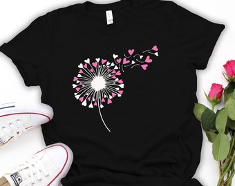 Dandelion Heart Shirt, Valentine Tee,Wildflower Shirt,Dandelion Shirt Valentines Day,Valentine Flower Shirt,Lovers Shirt,Gift for Valentines