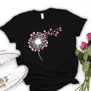 Dandelion Heart Shirt, Valentine Tee,Wildflower Shirt,Dandelion Shirt Valentines Day,Valentine Flower Shirt,Lovers Shirt,Gift for Valentines