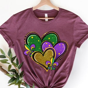 Mardi Gras Love Hearts Shirt,Mardi Gras Shirt,Fat Tuesday Shirt,Flower de luce Shirt,Louisiana Shirt,Saints New Orleans Shirt,Mardi Gras Day