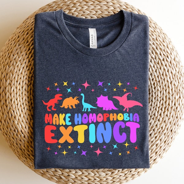 Make Homophobia Extinct Shirt,Homo Pride Ally Shirt,Pride Gift,Gay Pride Shirt, Kindness Homo Gift, Rainbow Flag Gift, Rainbow Pride Shirt