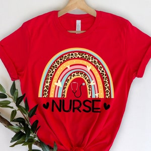 Rainbow Nurse Shirt, Leopard Print Nurse Life,Registered Nurse Shirt, RN Shirts, Nurse Week Shirt, CNA Shirt, Nursing, Nursing School Tee