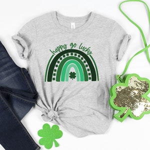 St Patricks Day Shirt,Happy Go Lucky Rainbow,Shamrock Shirt, St. Patty&#39;s Shirt,Irish Shirt,Shenanigans Drinking Shirt,Family Matching Shirt