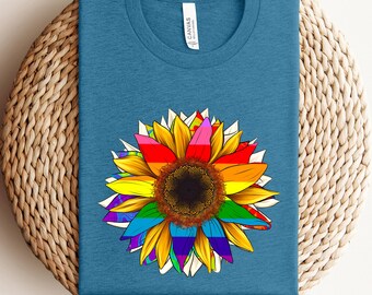 Colorful Sunflower Shirt, Watercolor Equality Flower, LGBTQ+ Shirt, Funny Pride Shirt, Respect Choices, Lesbian Shirt, Love Is Love, Gay Tee