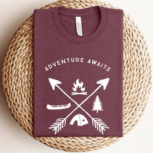 Adventure Awaits Shirt,Camping Shirt,Camping Tee,Camping Gift,Camper Shirt,Camp Squad shirt,Matching Friends Camping Shirt,Road Trip