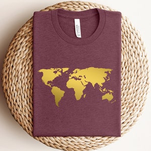 World Map Shirt, Travel Shirt, Traveler Gift, Travel Lover, Geography Shirt, Geography Teacher, Exchagne Student, Wanderlust, Adventure Tee