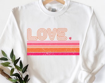 Retro Love Valentines Day Shirt,Valentines Day Shirts For Woman,Heart Shirt,Cute Valentine Shirt,Valentines Day Gift,Valentines Gift