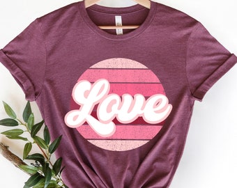 Retro Love Heart Valentines Day Shirt,Valentines Day Shirts For Woman,Heart Shirt,Cute Valentine Shirt,Valentines Day Gift,Valentines Gift