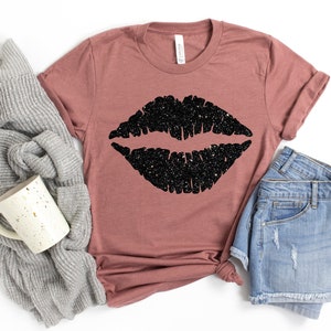 Lips Kiss Valentine&#39;s Day Shirt, Lipstick Kiss Shirt,  Womens Valentines Day Shirt, Kisses Women T-Shirt, Kiss Shirt, Valentines Gifts