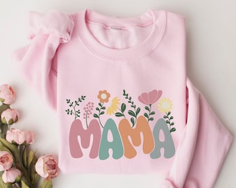 Mama Sweatshirt, Mama Crewneck Wildflowers Mama, Mothers Day Gift for New Mom Gift, Baby Shower Gift, Pregnancy Gift, Mom Est 2024