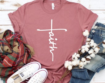 Faith T-shirt, Jesus, Christian Shirt, Faith Shirt, Vertical Cross, Cross, Faith Cross, Religious Shirt, Church, Disciple, Love,Grace, Faith
